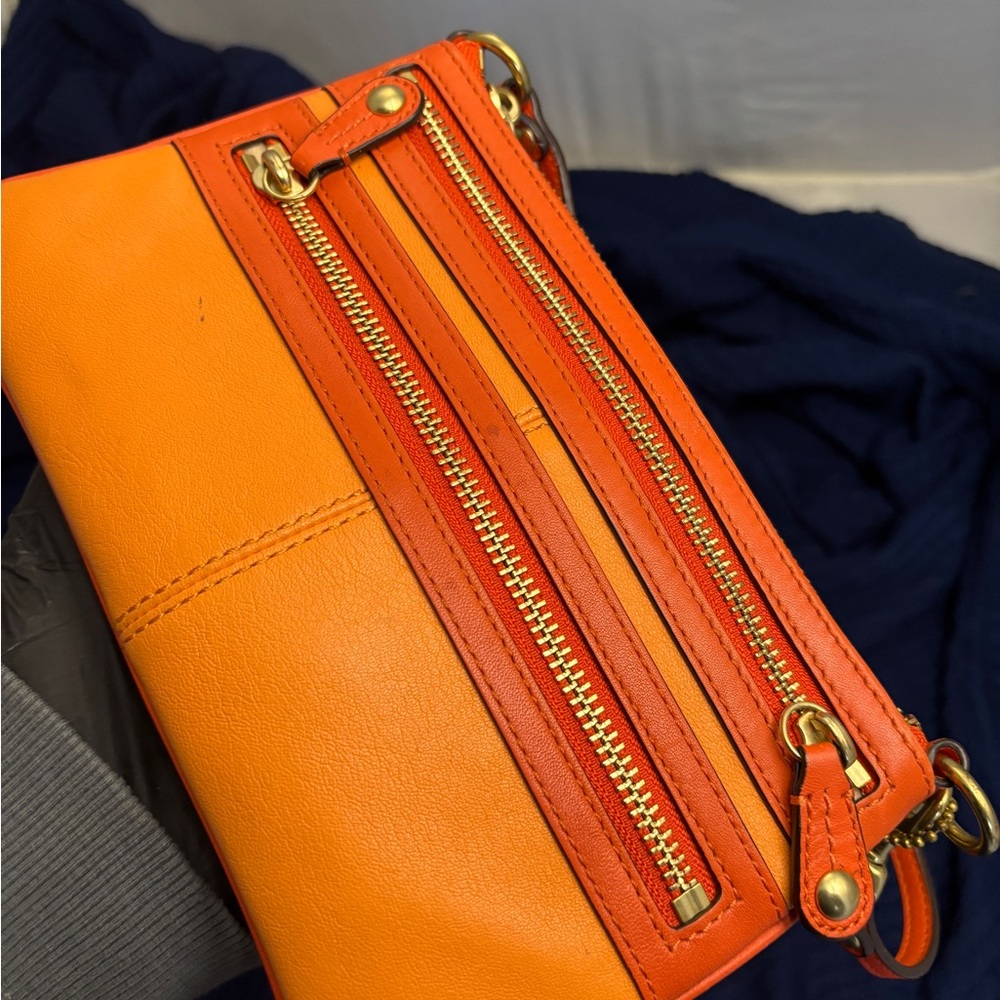 Orange Leather Women's Bag | Wristlet | Phone and Wallet for essentials